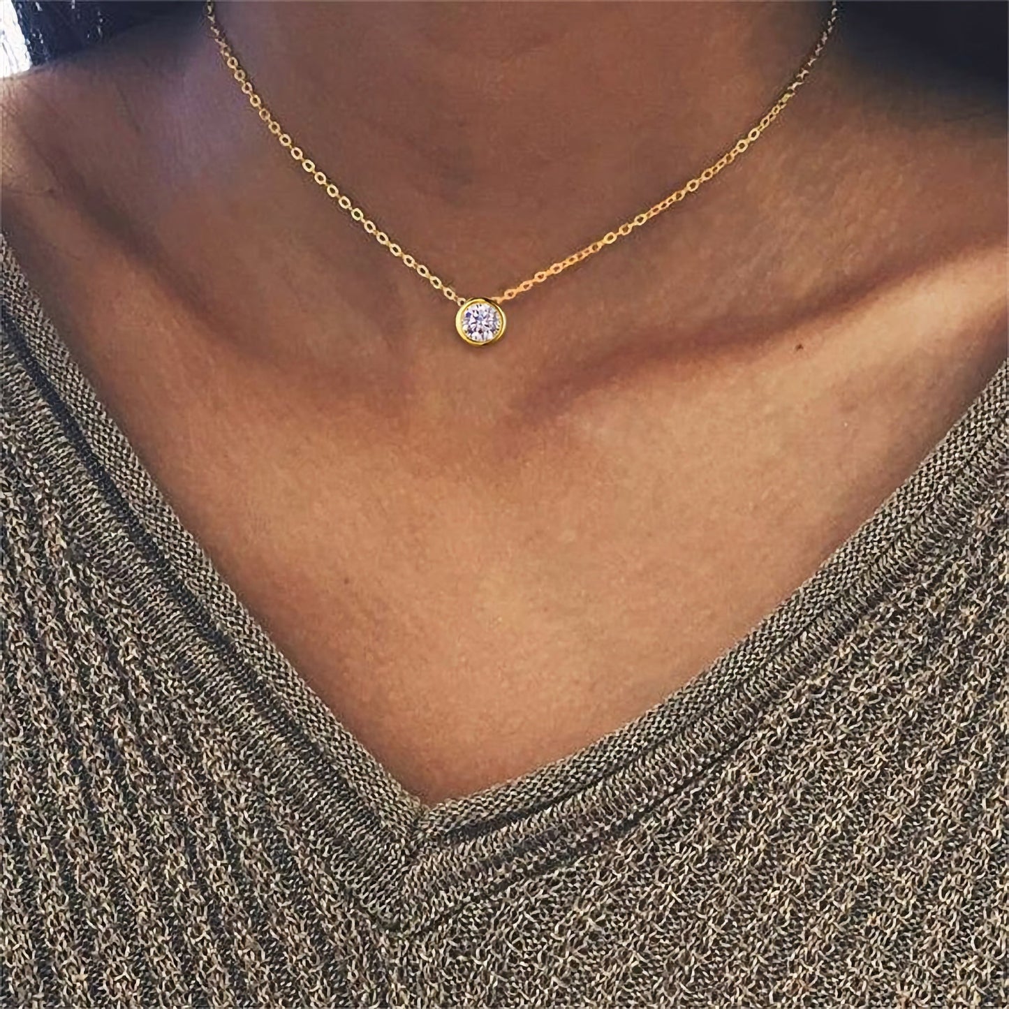 Radiant Birthstone Pendant Necklace - Amelia