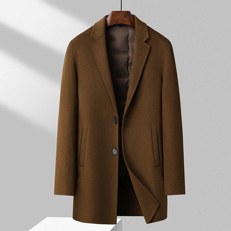 Theodore Wool Overcoat | Notched Lapel Mid-Length Overcoat