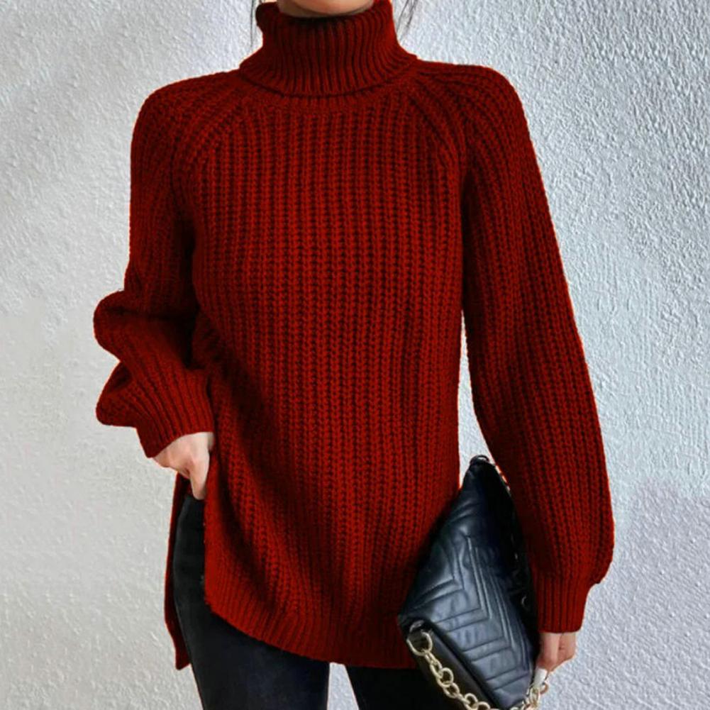 Isabella Wool Turtleneck Sweater | Ribbed Loose Fit Sweater