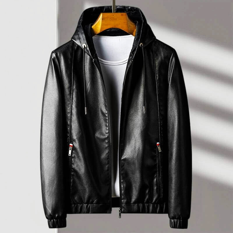 James Leather Hooded Jacket | Casual Hip-Length Jacket