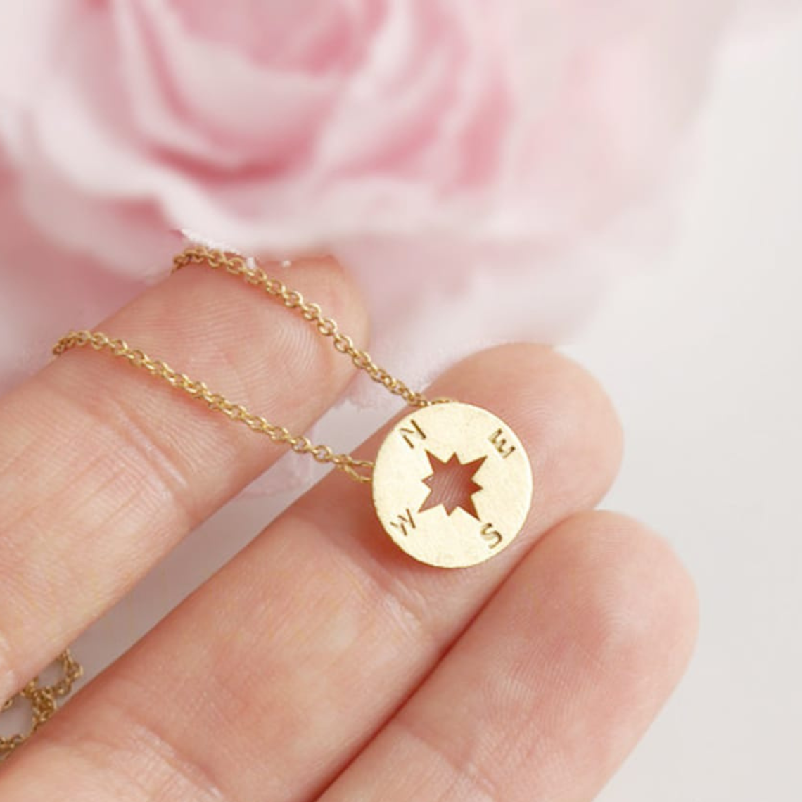 Round compass - charm necklace