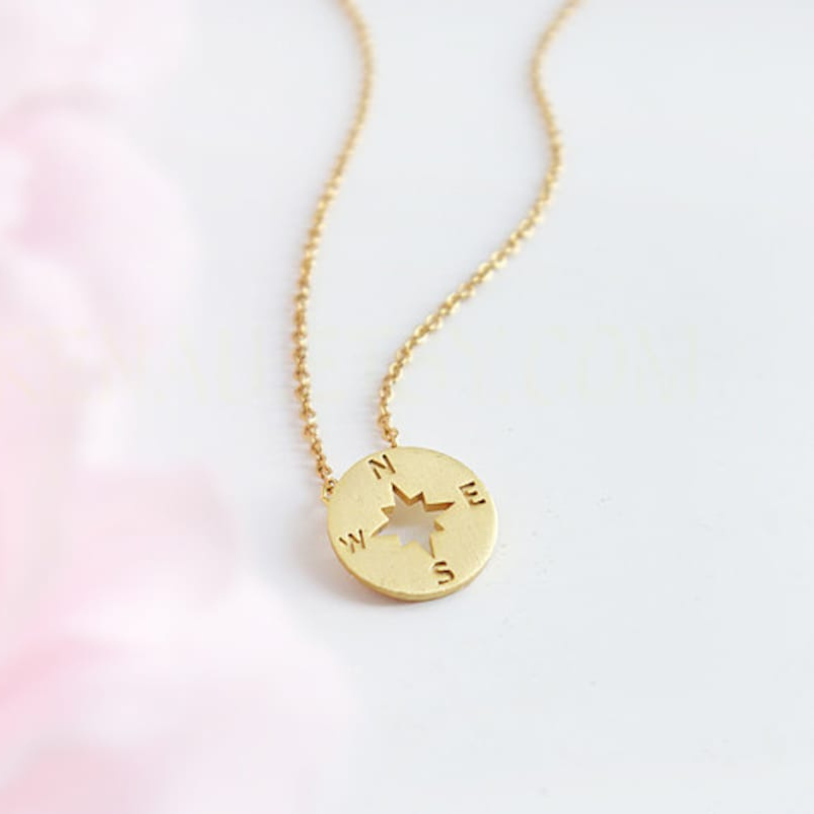 Round compass - charm necklace
