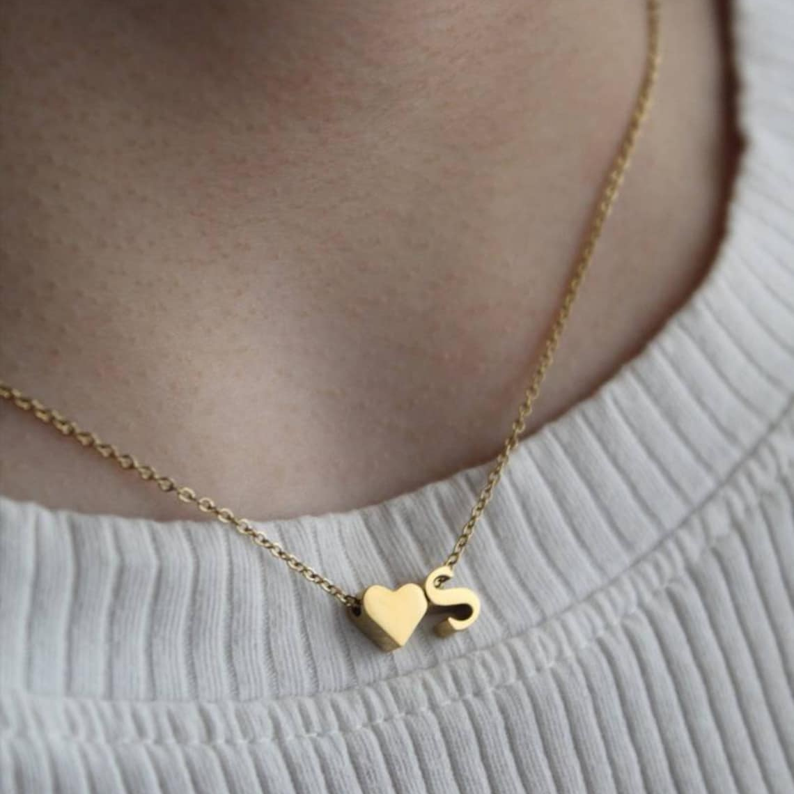 Heart Initial Necklace - Personalised Letter Heart