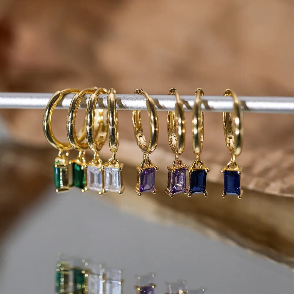 Elegant Square Zirconia Earrings - Laurie