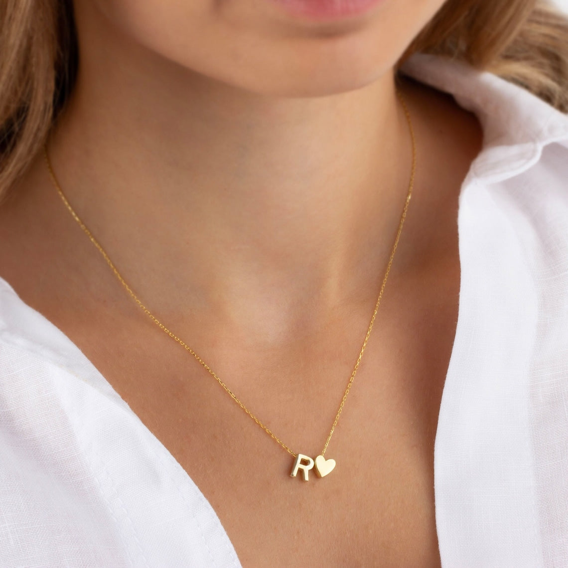 Heart Initial Necklace - Personalised Letter Heart