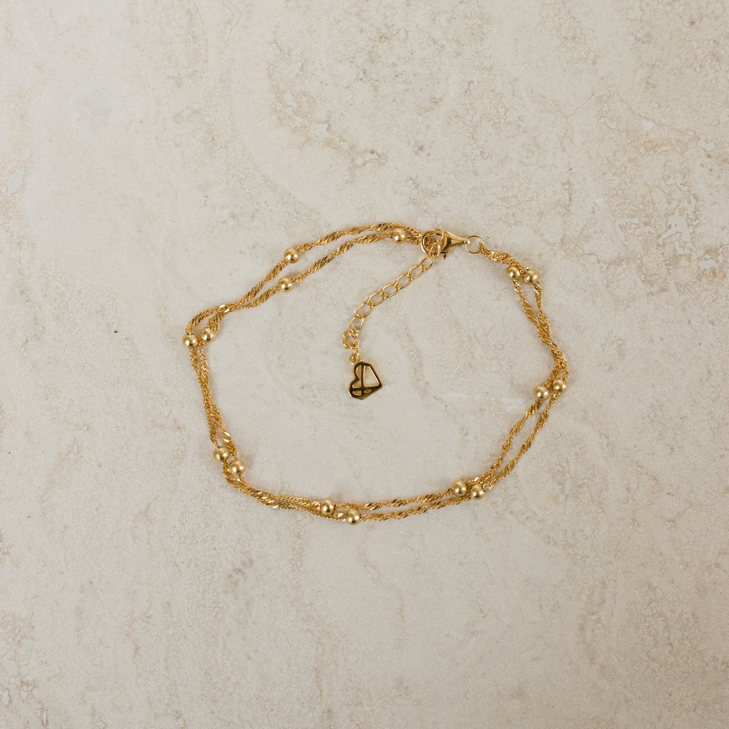 Ripple bead double chain - layered bracelet