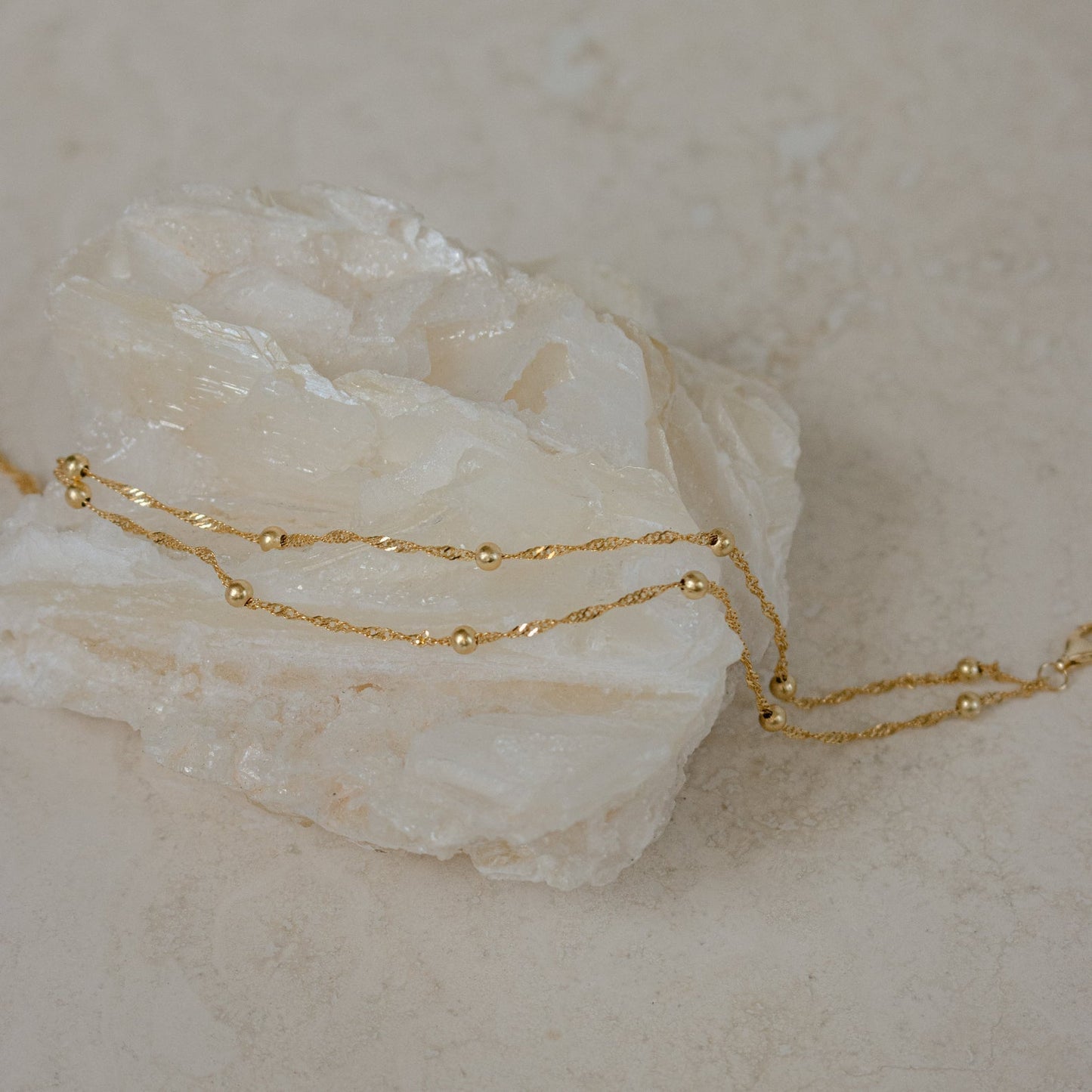 Ripple bead double chain - layered bracelet