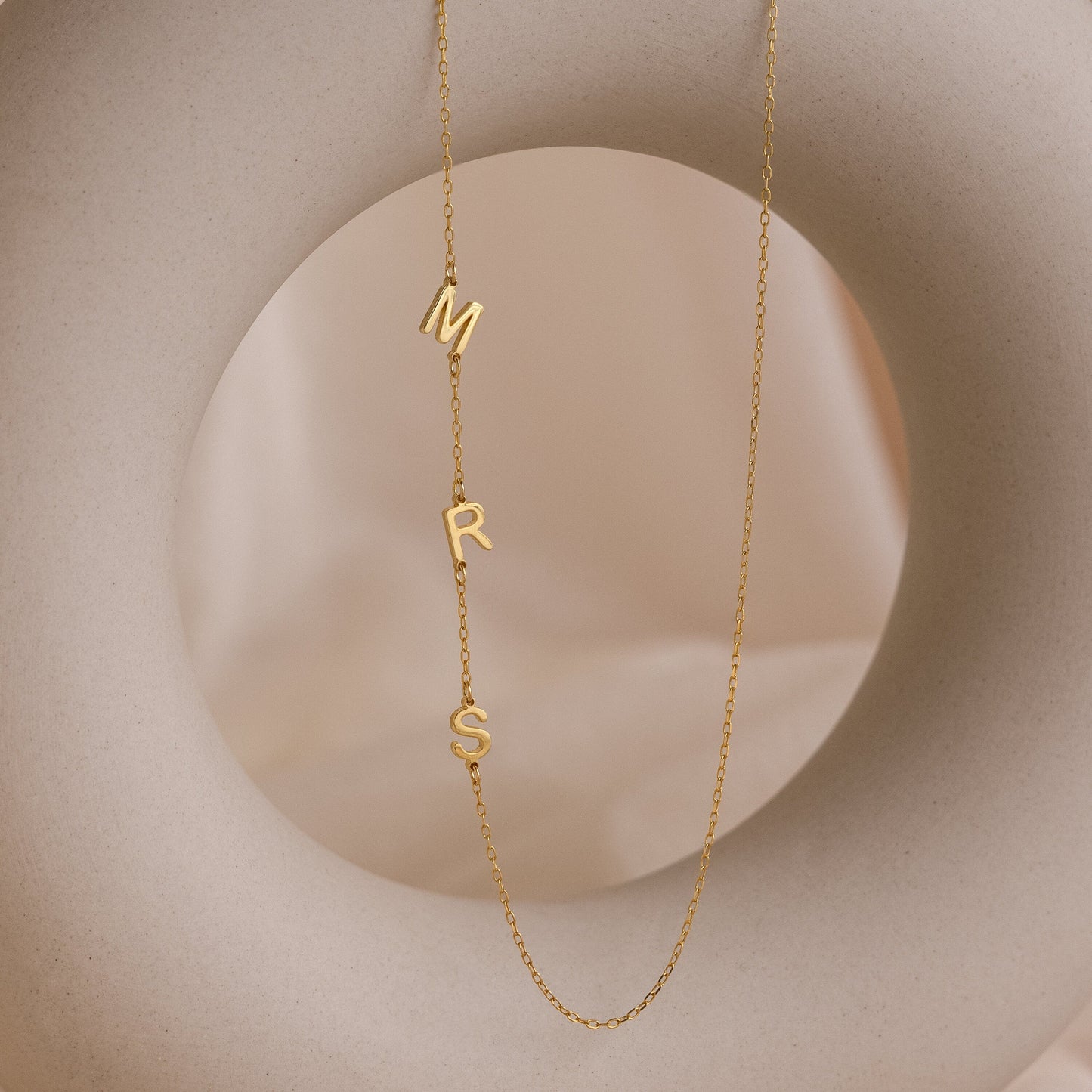Necklace with initials on the side - Customised letter necklace