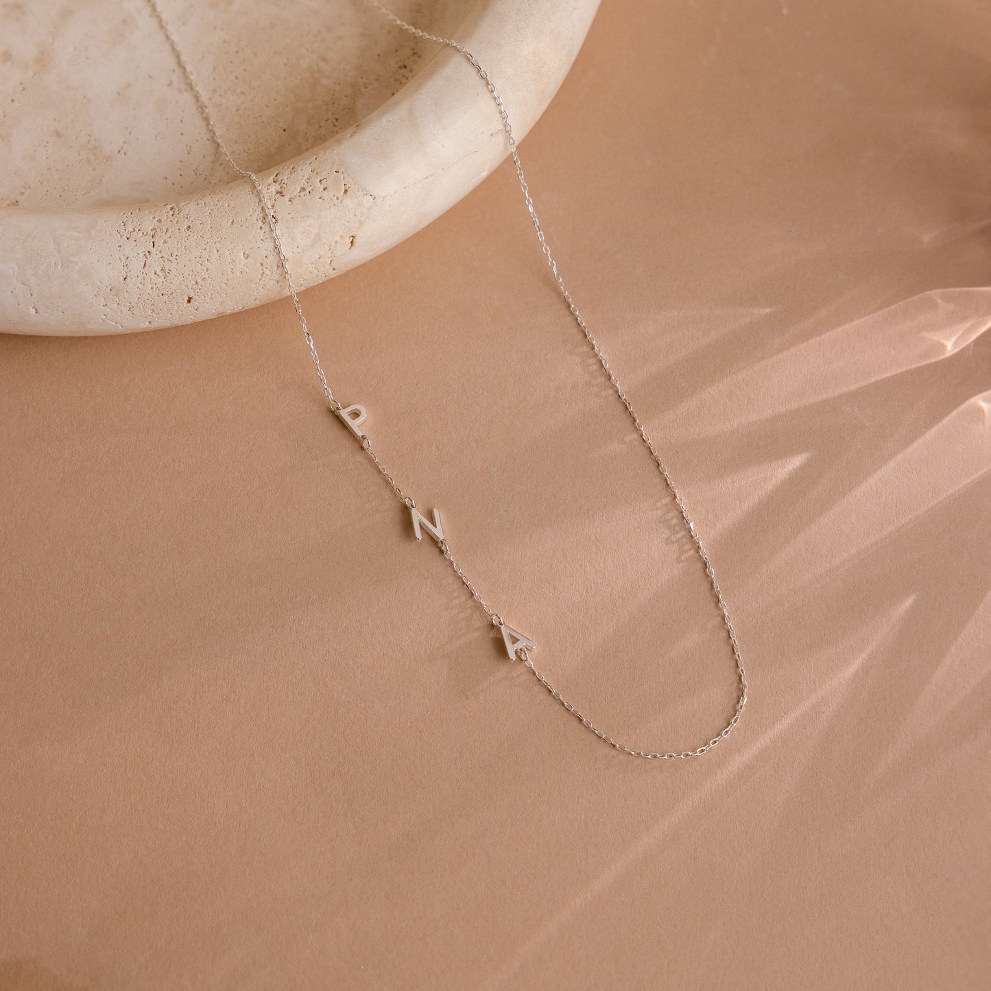 Necklace with initials on the side - Customised letter necklace