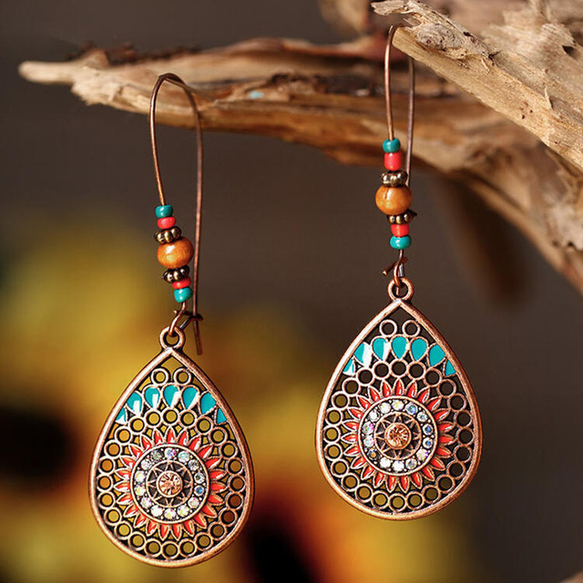 Vintage Colorful Mandala Earrings