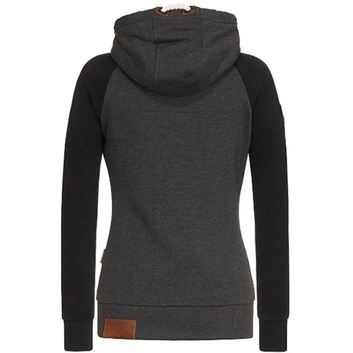 Isabella Leather Zip-Up Hoodie | Fitted Hooded Casual Hoodie