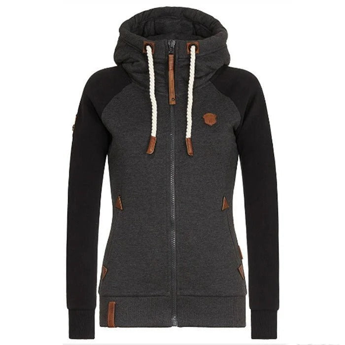 Isabella Leather Zip-Up Hoodie | Fitted Hooded Casual Hoodie