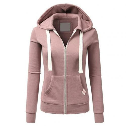 Isabella Fleece Slim Fit Zip-Up Hoodie | Hooded Kangaroo Pocket Hoodie