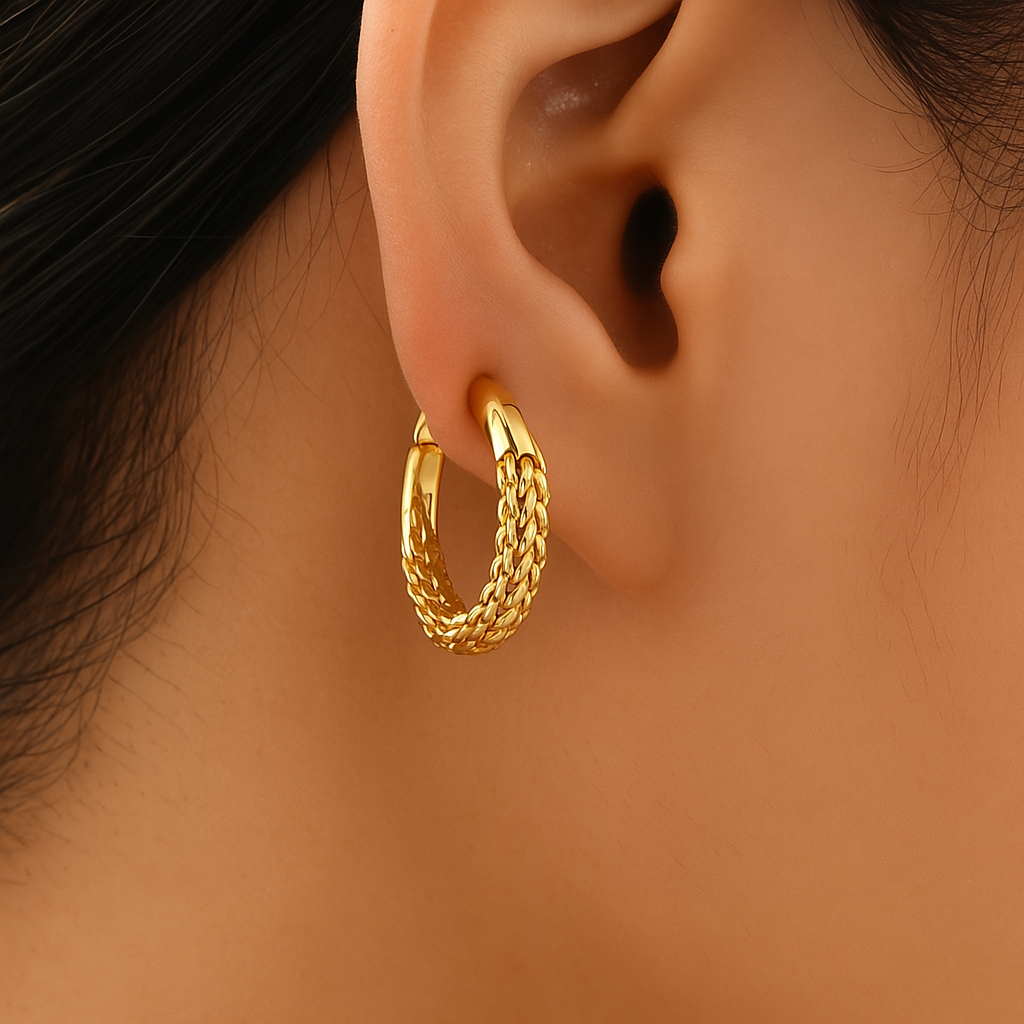 Chain-Link Gold Hoop Earrings - Natalia