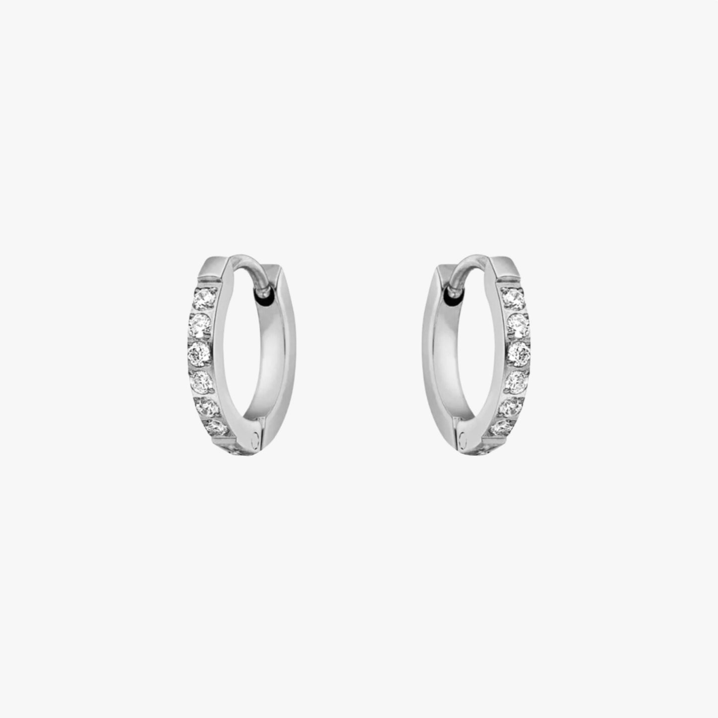 Silver diamond hoops
