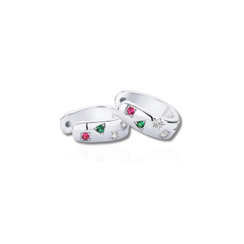 Vibrant Multicolor Cubic Zirconia Huggie Earrings - Mila