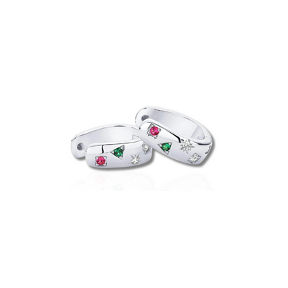 Vibrant Multicolor Cubic Zirconia Huggie Earrings - Mila