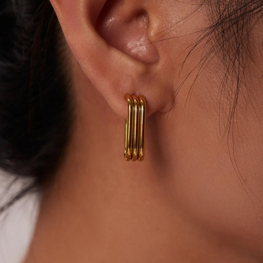 Striped U-Shaped Hoop Earrings – Bianca