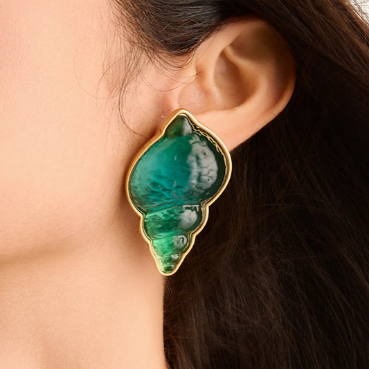 Blue Sea Shell Earrings - Celestine