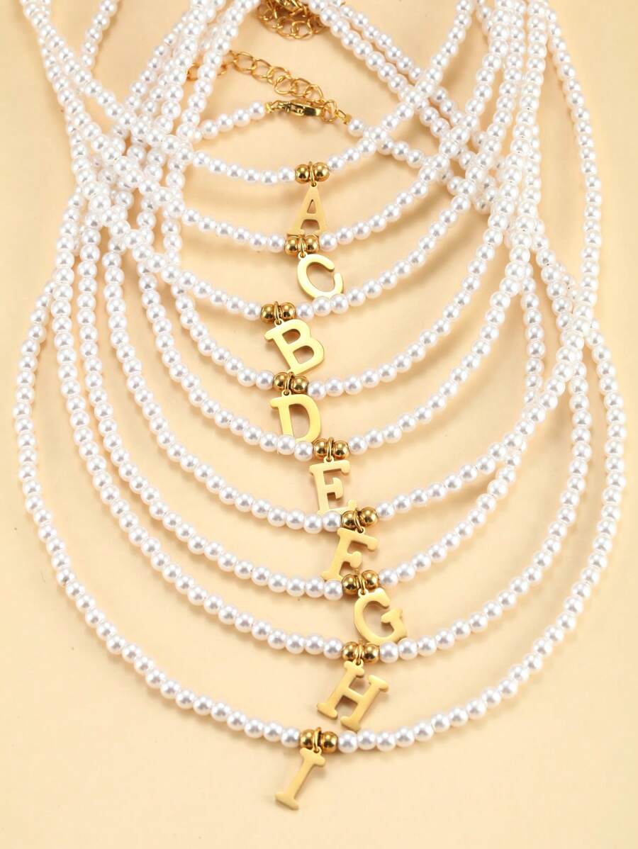Pearl necklace with initials - Personalised necklace with pearls