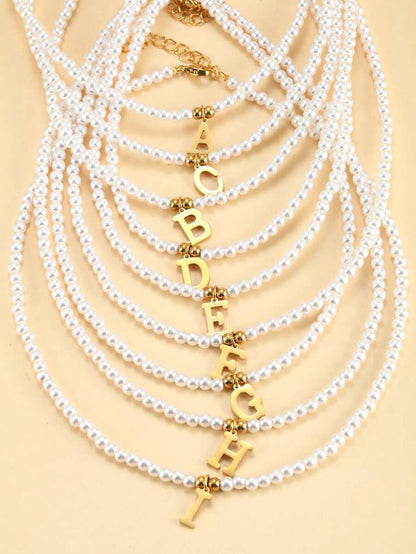 Pearl necklace with initials - Personalised necklace with pearls