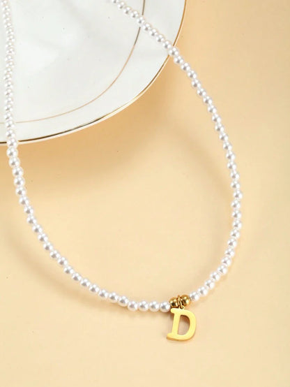 Pearl necklace with initials - Personalised necklace with pearls