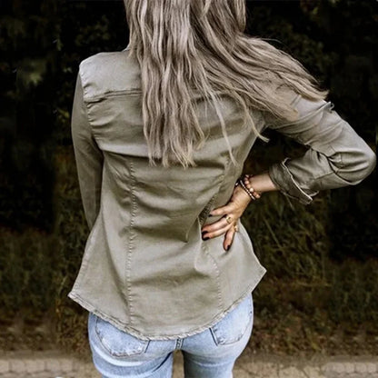Evelyn Cotton Shirt Jacket | Relaxed Fit Button Front Jacket