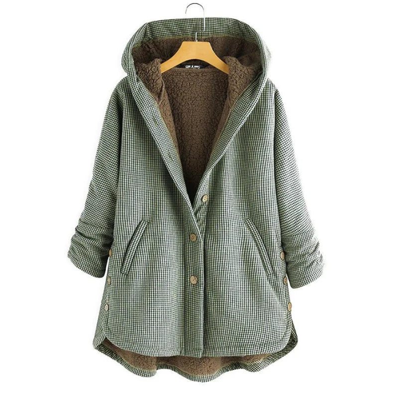 Rosie Cotton Oversized Hooded Jacket | Fleece Lined Tunic Jacket