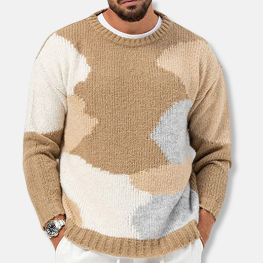 Sebastian Wool Jacquard Knit Pullover Sweater | Relaxed Fit Crewneck Pullover Sweater