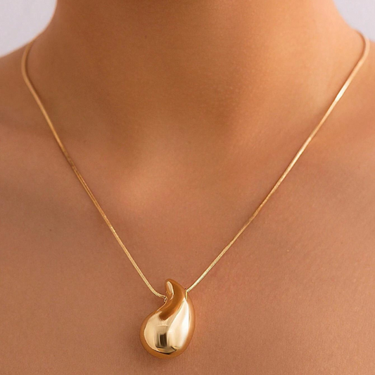 Oversized water drop necklace - Gold-plated necklace with water drop pendant