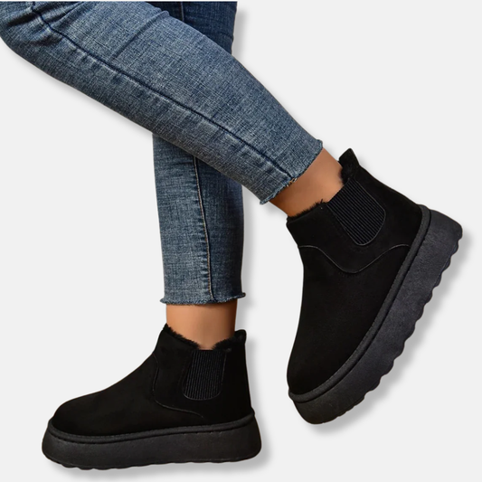Isabella Suede Chunky Platform Chelsea Boots | Fleece Lined Boots