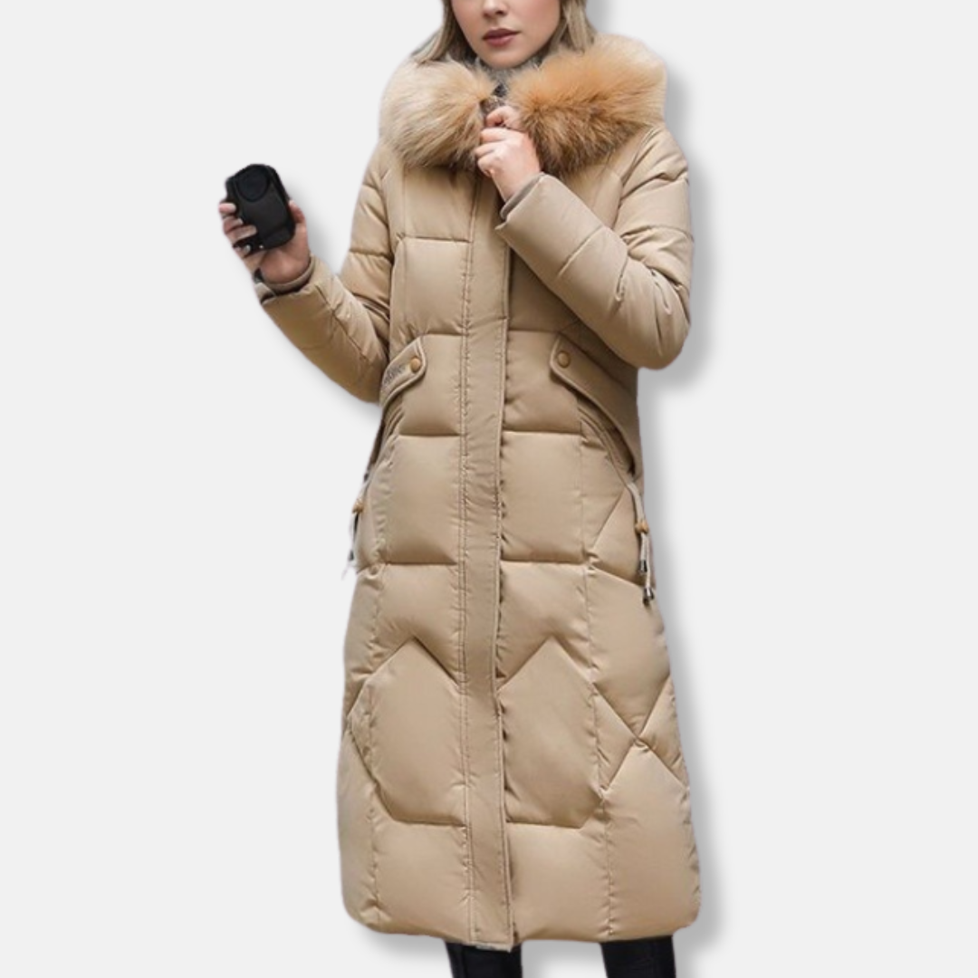 Elisa Quilted Puffer Coat | Slim Fit Detachable Fur Coat