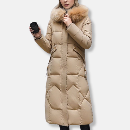 Elisa Quilted Puffer Coat | Slim Fit Detachable Fur Coat