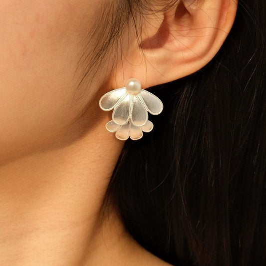 Double-Layered Flower Earrings - Maya