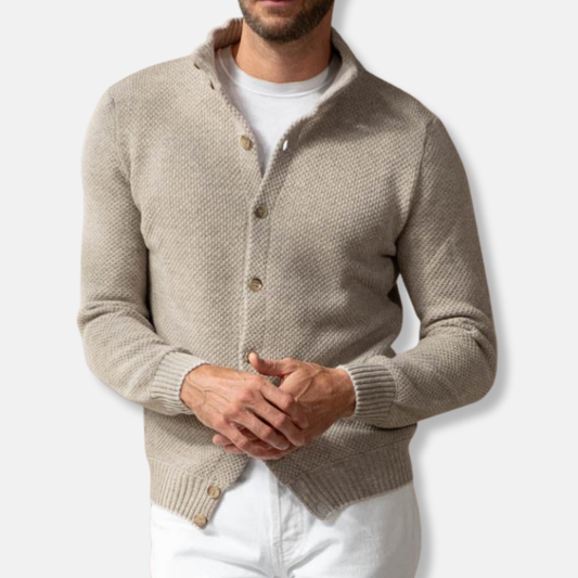 Archie Wool Slim Fit Cardigan Sweater | Shawl Collar Button Cardigan Sweater