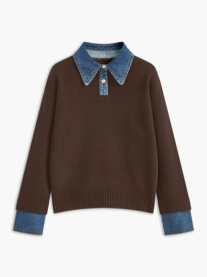 Isla Cotton Polo Sweater | Relaxed Fit Button Front Sweater