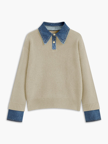 Isla Cotton Polo Sweater | Relaxed Fit Button Front Sweater