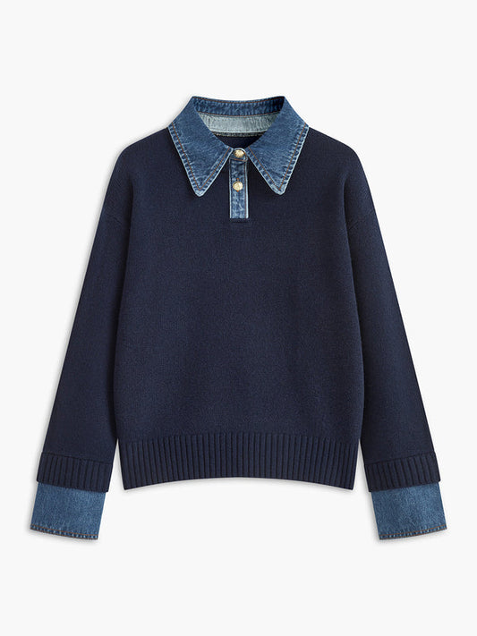 Isla Cotton Polo Sweater | Relaxed Fit Button Front Sweater