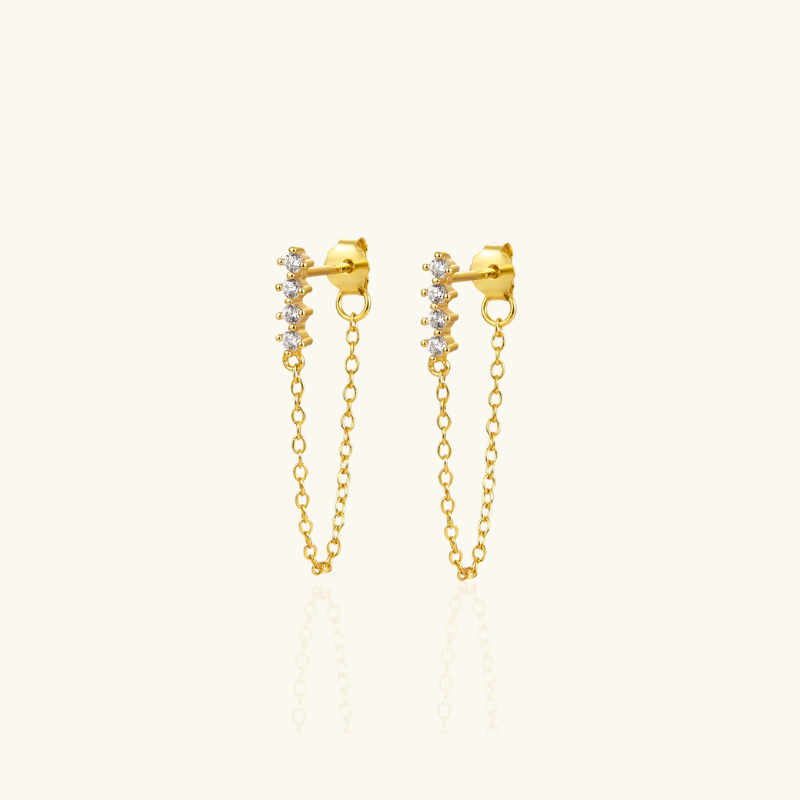 Gold Chain Stud Earrings - Arielle