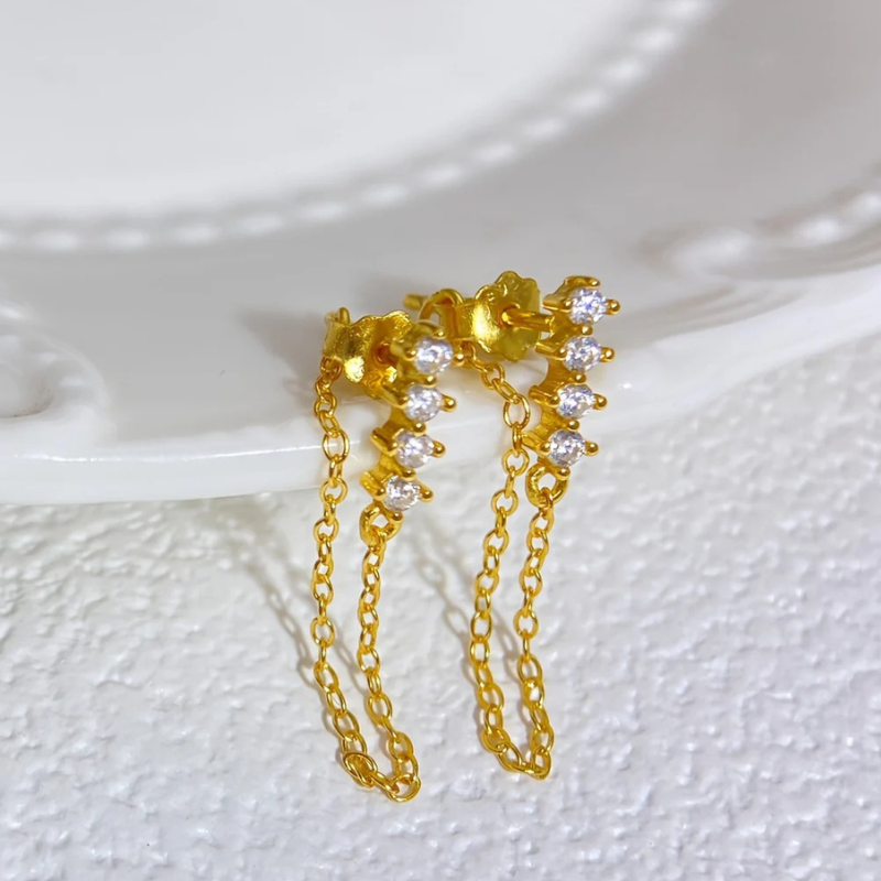 Gold Chain Stud Earrings - Arielle