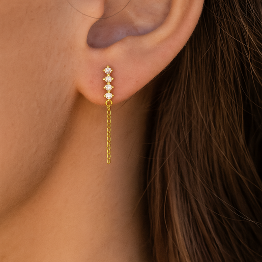 Gold Chain Stud Earrings - Arielle