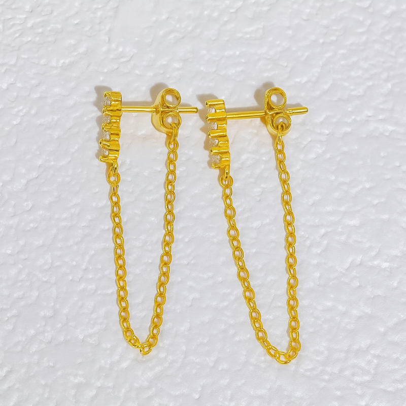 Gold Chain Stud Earrings - Arielle