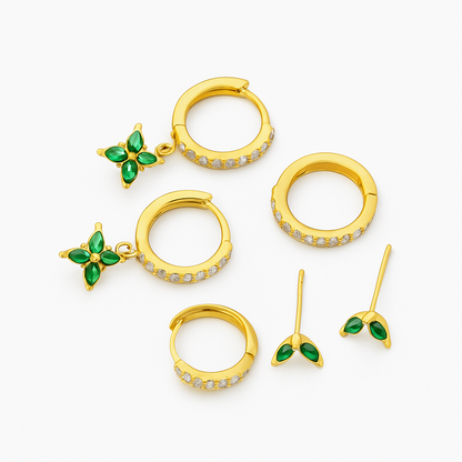 Gold Plated Earrings Timeless Set - Trio
