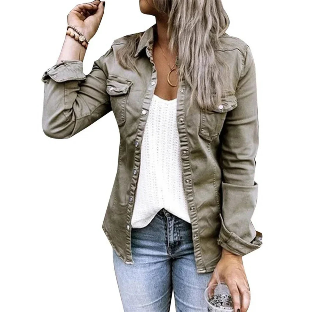 Evelyn Cotton Shirt Jacket | Relaxed Fit Button Front Jacket