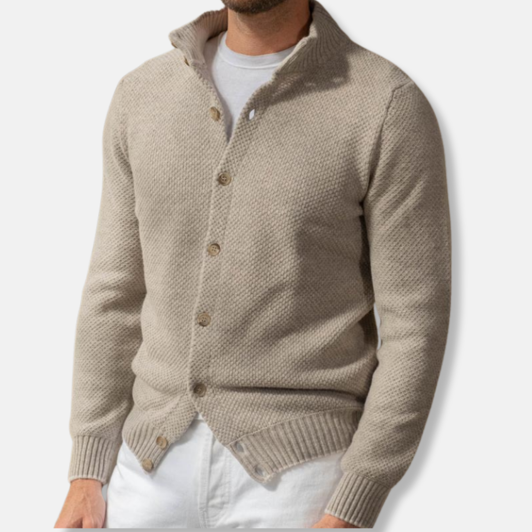 Archie Wool Slim Fit Cardigan Sweater | Shawl Collar Button Cardigan Sweater