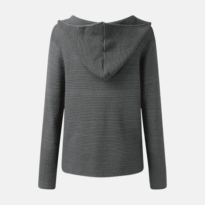 Amelia Wool Hooded Cardigan | Relaxed Fit Button Front Cardigan