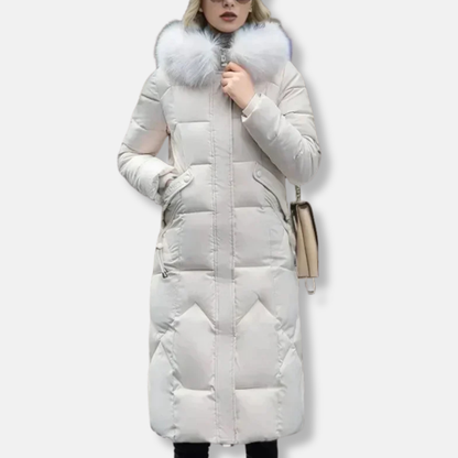 Elisa Quilted Puffer Coat | Slim Fit Detachable Fur Coat