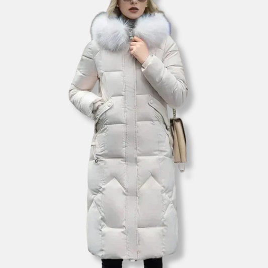 Elisa Quilted Puffer Coat | Slim Fit Detachable Fur Coat