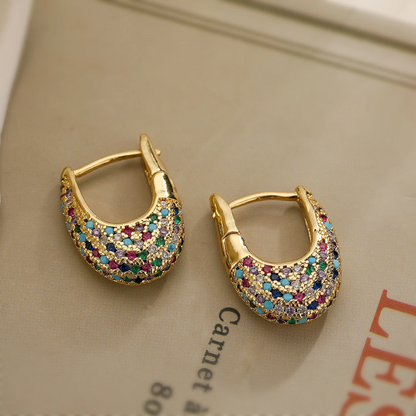 Elegant Colorful Inlaid Crystal Earrings | Ava