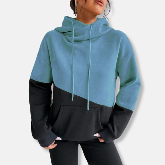 Isla Fleece Hooded Hoodie | Relaxed Fit Colorblock Hoodie